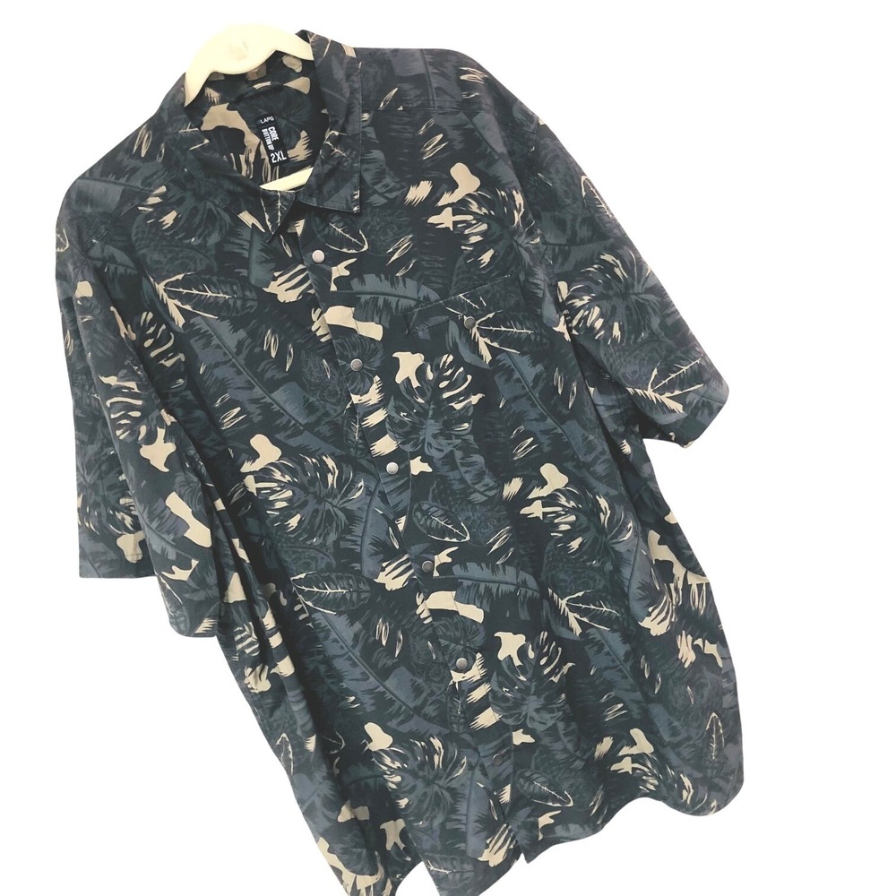 LAPG Walking Dead Bamboo Shirt Mens 2XL Tropical Hawaiian Aloha Beach LA Police